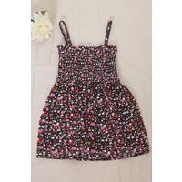 2-6 Years Old Children's Dress with Rope Straps Black Floral - 12523.1771.