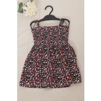 2-6 Years Old Children's Dress with Rope Straps Black Floral - 12523.1771.