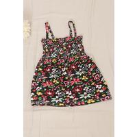 2-6 Years Old Children's Dress with Rope Straps, Black with Flowers - 12523.1771.