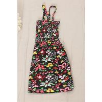 2-6 Years Old Children's Dress with Rope Straps, Black with Flowers - 12523.1771.