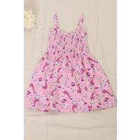 2-6 Years Old Children's Dress with Rope Straps, Pink Patterned - 12523.1771.