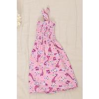 2-6 Years Old Children's Dress with Rope Straps, Pink Patterned - 12523.1771.