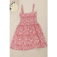 2-6 Years Old Children's Dress with Rope Straps Red and White - 12523.1771.