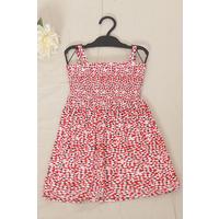 2-6 Years Old Children's Dress with Rope Straps Red and White - 12523.1771.