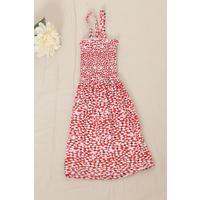 2-6 Years Old Children's Dress with Rope Straps Red and White - 12523.1771.