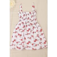 2-6 Years Old Children's Dress with Rope Straps White-Red - 12523.1771.