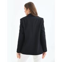 2 Button Piping Detail Jacket Black