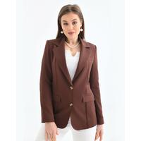 2 Button Piping Detail Jacket Brown