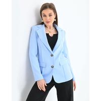 2 Button Piping Detail Jacket Baby Blue