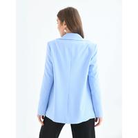 2 Button Piping Detail Jacket Baby Blue