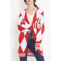 2 Color Baklava Pique Knitted Cardigan Red - 15163.1319.