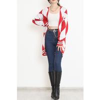 2 Color Baklava Pique Knitted Cardigan Red - 15163.1319.