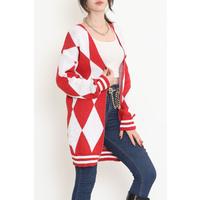 2 Color Baklava Pique Knitted Cardigan Red - 15163.1319.