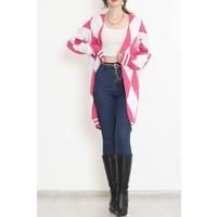 2 Color Baklava Pique Knitted Cardigan Fuchsia - 15163.1319.