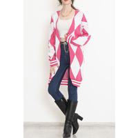 2 Color Baklava Pique Knitted Cardigan Fuchsia - 15163.1319.