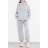 3 Thread Kangaroo Pocket Tracksuit Set Gray - 12170.053.