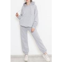 3 Thread Kangaroo Pocket Tracksuit Set Gray - 12170.053.