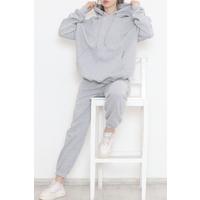 3 Thread Kangaroo Pocket Tracksuit Set Gray - 12170.053.