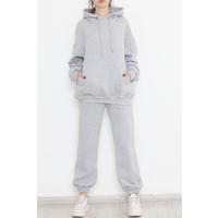 3 Thread Kangaroo Pocket Tracksuit Set Gray - 12170.053.