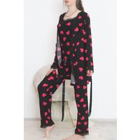 3-Piece Suede Pajama Set Blackfuchsia - 668.1287.