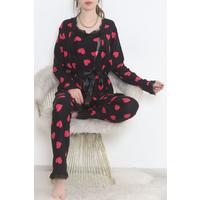 3-Piece Suede Pajama Set Blackfuchsia - 668.1287.