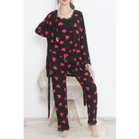 3-Piece Suede Pajama Set Blackfuchsia - 668.1287.