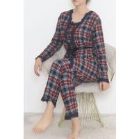 3-Piece Suede Pajama Set Navy White - 668.1287.