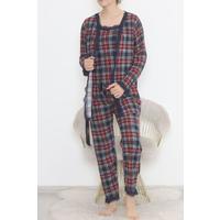 3-Piece Suede Pajama Set Navy White - 668.1287.