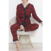 3-Piece Suede Pajama Set Red - 668.1287.