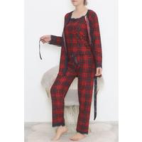 3-Piece Suede Pajama Set Red - 668.1287.