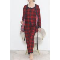 3-Piece Suede Pajama Set Red - 668.1287.