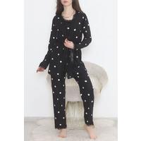 3-Piece Suede Pajama Set White-Black - 668.1287.