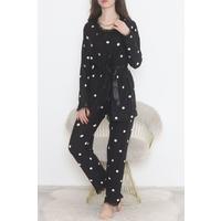 3-Piece Suede Pajama Set White-Black - 668.1287.