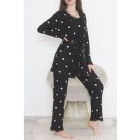 3-Piece Suede Pajama Set White-Black - 668.1287.