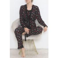 3-Piece Suede Pajama Set Black-Red - 668.1287.