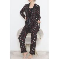 3-Piece Suede Pajama Set Black-Red - 668.1287.