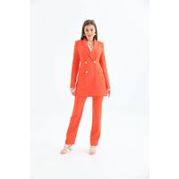 4 Button Shawl Collar Suit Orange