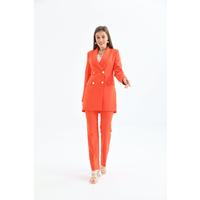 4 Button Shawl Collar Suit Orange