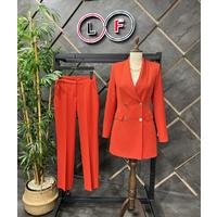 4 Button Shawl Collar Suit Orange