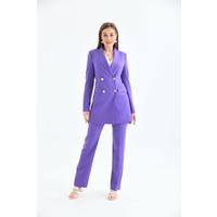 4 Button Shawl Collar Suit Purple