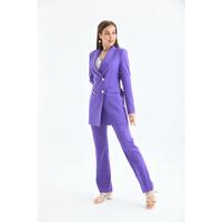 4 Button Shawl Collar Suit Purple