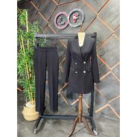 4 Button Shawl Collar Suit Black