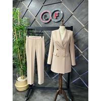 4 Button Shawl Collar Suit Beige