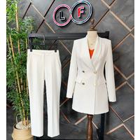 4 Button Shawl Collar Suit White