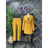 4 Button Shawl Collar Suit Mustard Yellow