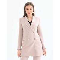 4 Button Shawl Collar Blazer Jacket Beige