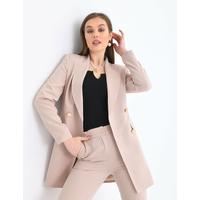 4 Button Shawl Collar Blazer Jacket Beige