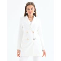 4 Button Shawl Collar Blazer Jacket White