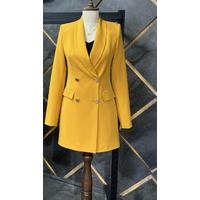 4 Button Shawl Collar Blazer Jacket Mustard Yellow