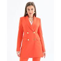 4 Button Shawl Collar Blazer Jacket Orange